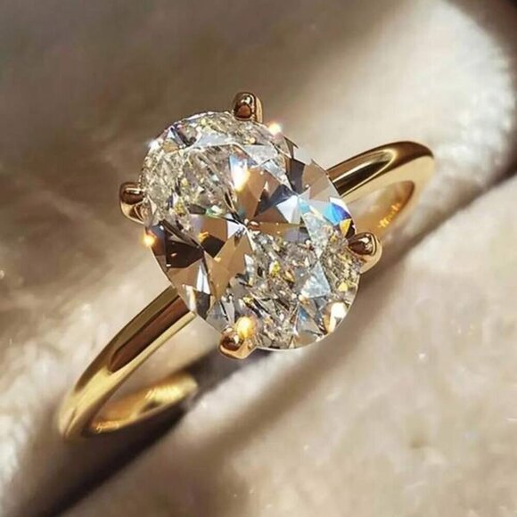 2 Carat Oval-Cut Solitaire Ring, 18k Gold over S925 Sterling Silver - Picture 6 of 6